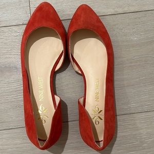 Nine West red suede toes flats